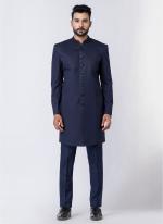 Polyester Tr Navy Blue Party Wear Pattern Pc Readymade Jodhpuri Suit